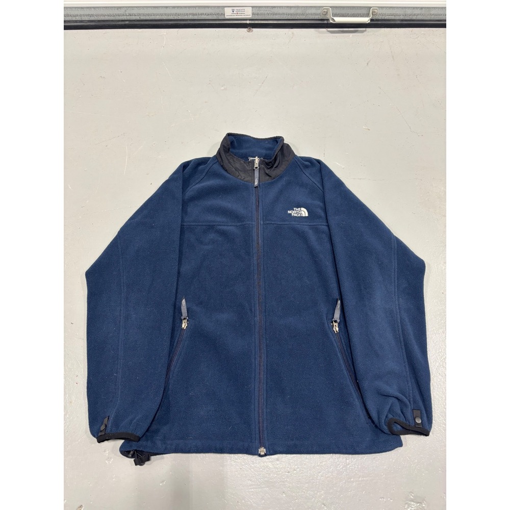 The North Face Mens Navy Blue Full Zip Fleece Jacket XL TG Youth Fits Small/Med